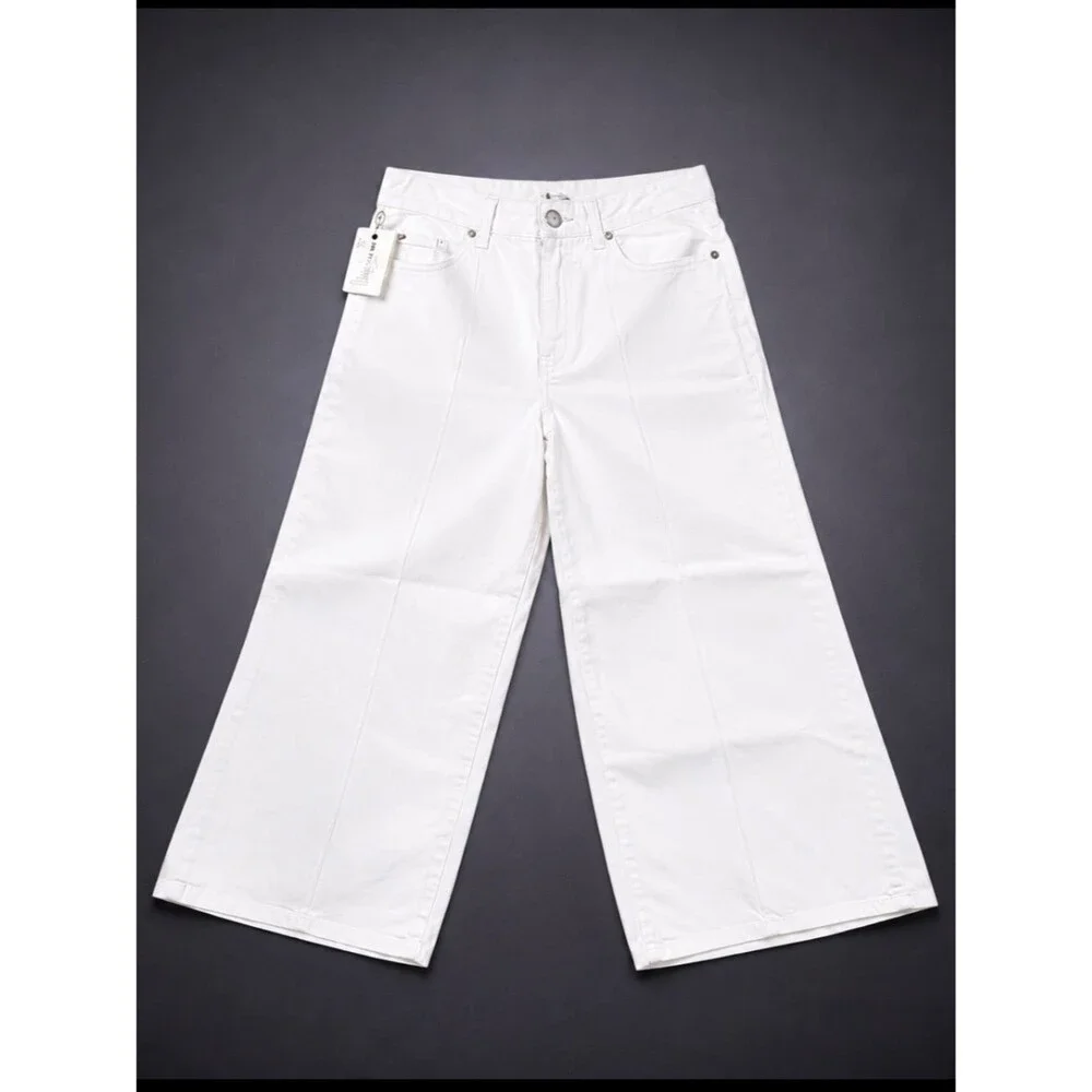 Ralph Lauren 31x26 Crop Wide Leg Jeans White NWT 100% Cotton